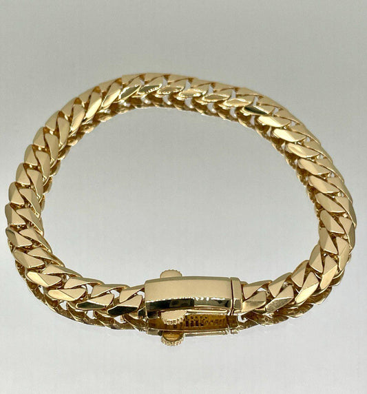 18K Solid Gold Miami Cuban Bracelet, Real 18K Yellow Gold Chunky Cuban Chain Link Bracelet,7 MM Thick, Real Gold Bracelet For Men & Women!