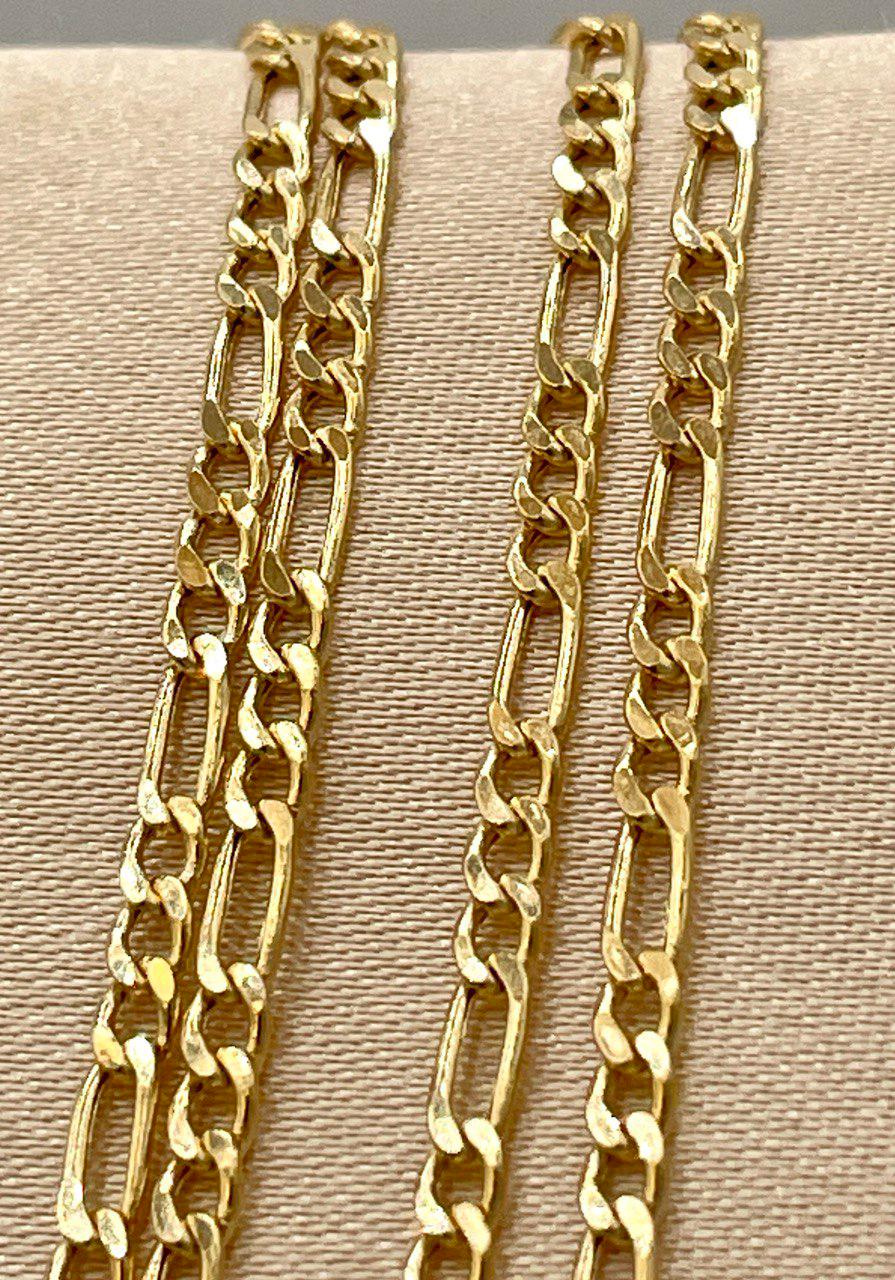 18K Solid Gold Figaro Chain Necklace, Real 18K Gold Figaro Link Chain for Men, Women, 2.5mm _ 20 to 22 inches 18K Gold Chain, Birthday Gift!