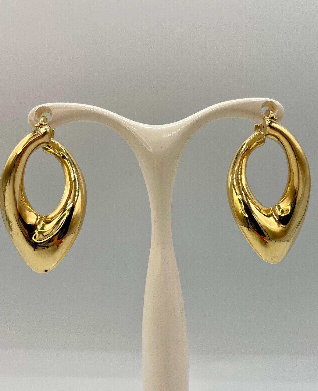 18K Gold Earrings Hoop Latch Back Earrings,37mm Lengths Hoop Earrings in 18K Yellow Gold For Men & Women, Birthday Gift, Gift For Him/Her!
