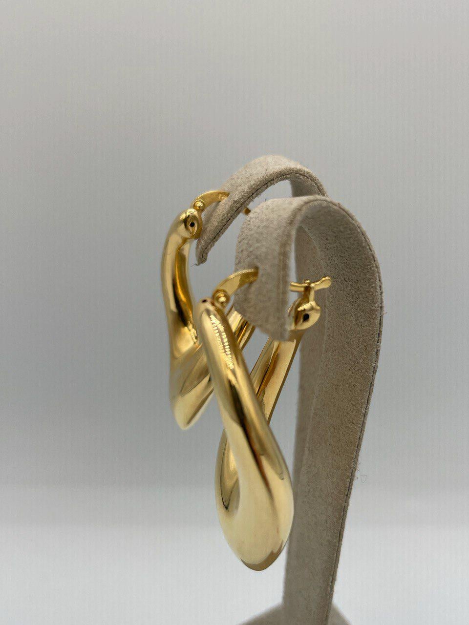 18K Gold Earrings Hoop Latch Back Earrings,37mm Lengths Hoop Earrings in 18K Yellow Gold For Men & Women, Birthday Gift, Gift For Him/Her!