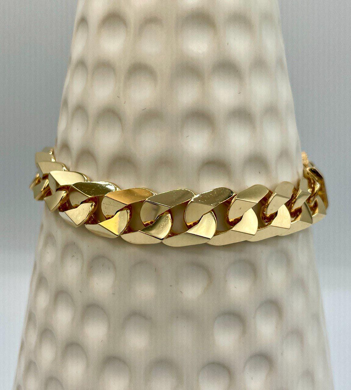 18K Solid Gold Miami Cuban Bracelet, Real 18K Yellow Gold Chunky Cuban Chain Link Bracelet,10.3MM Thick, Real Gold Bracelet For Men & Women!