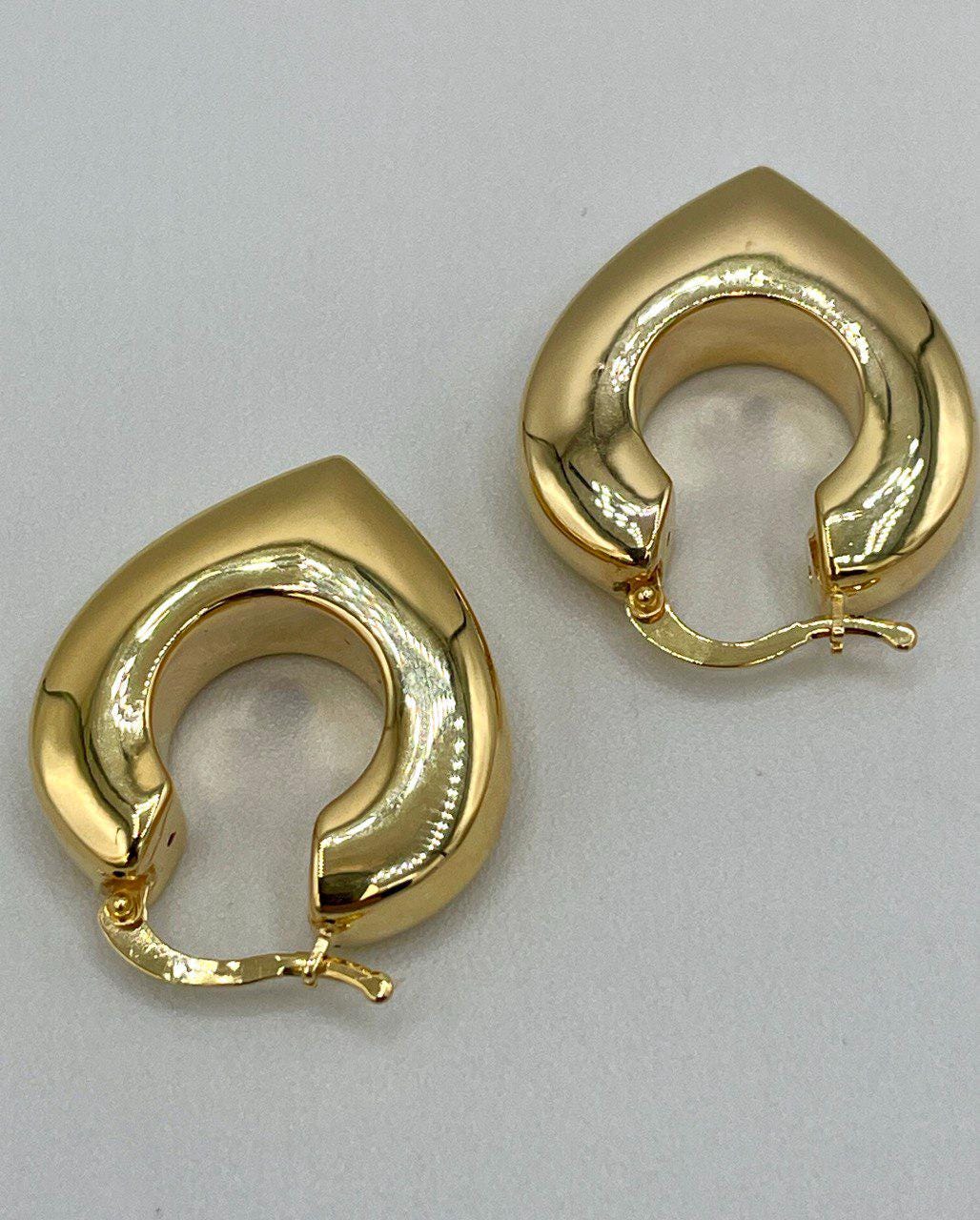 18K Gold Diamond Earrings Hoop, Latch Back Earrings,27mm Hoop Earrings in 18K Yellow Gold For Men & Women, Birthday Gift, Gift For Him/Her!