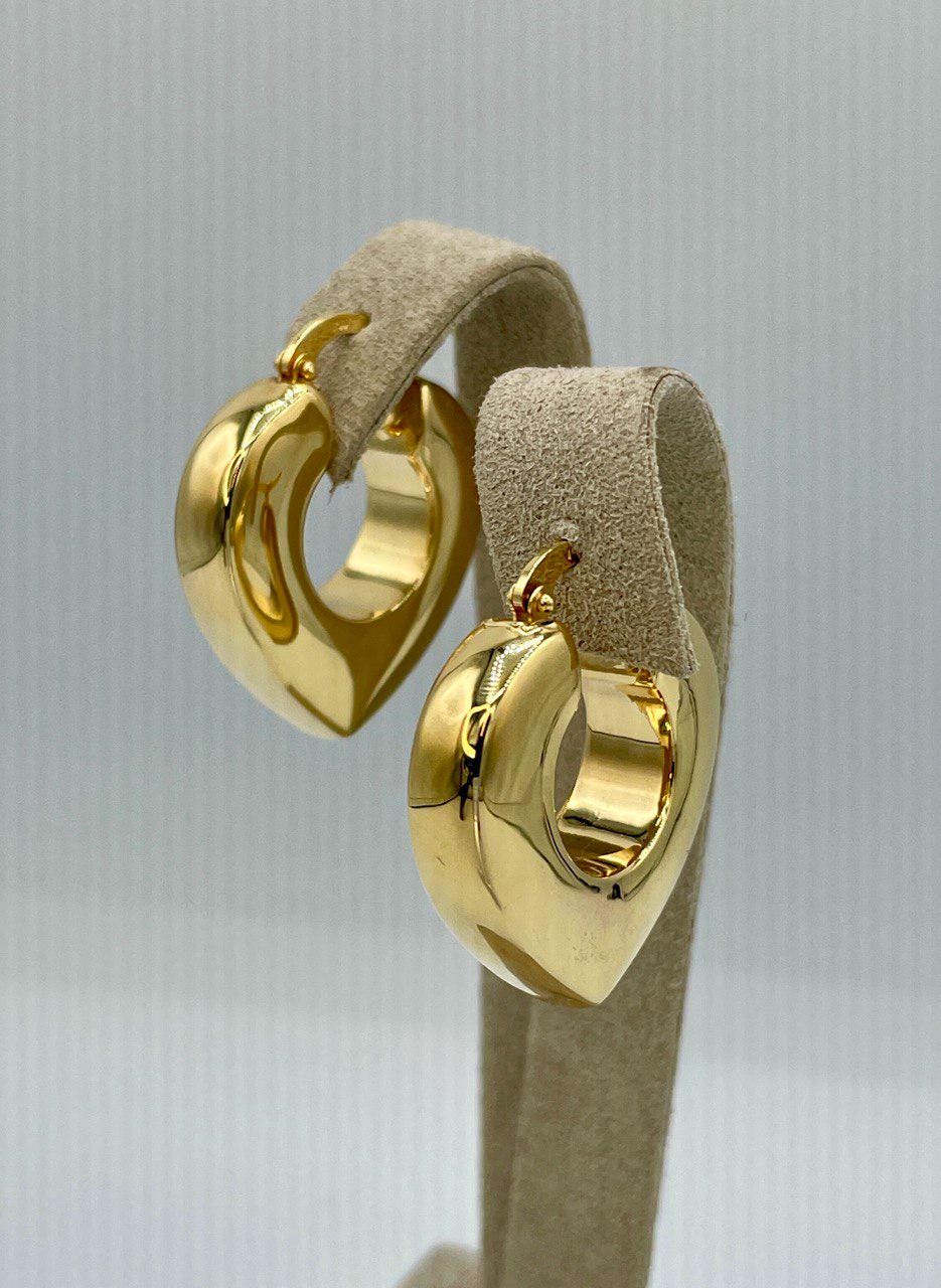 18K Gold Diamond Earrings Hoop, Latch Back Earrings,27mm Hoop Earrings in 18K Yellow Gold For Men & Women, Birthday Gift, Gift For Him/Her!