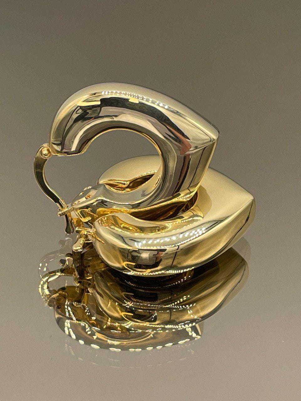 18K Gold Diamond Earrings Hoop, Latch Back Earrings,27mm Hoop Earrings in 18K Yellow Gold For Men & Women, Birthday Gift, Gift For Him/Her!