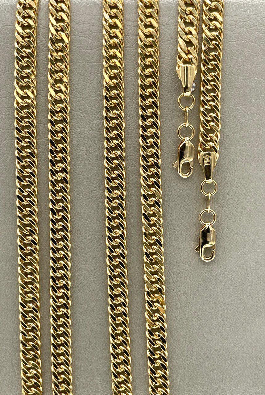 18K Solid Gold Curb Chain Necklace, Genuine 18K Gold Tight Curb Link Chain for men/Women, 4.30mm_20"-22", Real 18K Gold Chain for Him/Her!