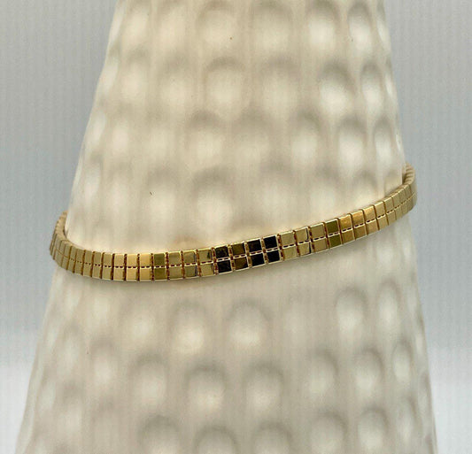 18K Solid Gold Box Tight links Chain Bracelet,18K Yellow Gold Box Link Chains,Fine Woven Bracelet,4MM Thick,Real 18K Gold Chain Men/ Women!