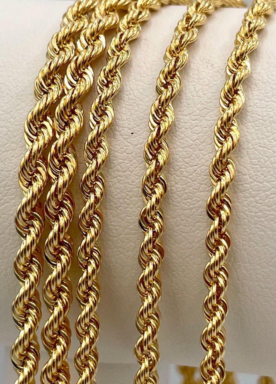 18K Solid Gold Rope Chain Necklace, Pure 18K Yellow Gold Rope Chain for , 2.5MM&3.1MM Thick, Real Gold Chain for Him/Her, Birthday Gift!
