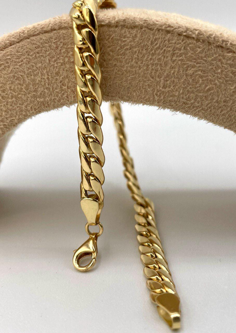 Solid 18K Gold Curb Chain, Cuban Miami Chain, Real Solid Gold,5.5mm Thick, Luxury Bracelet Gold,Gift For Her/Him
