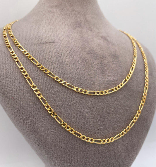 18K Solid Gold Figaro Chain Necklace, Real 18K Gold Figaro Link Chain for Men, Women, 2.5mm _ 20 to 22 inches 18K Gold Chain, Birthday Gift!