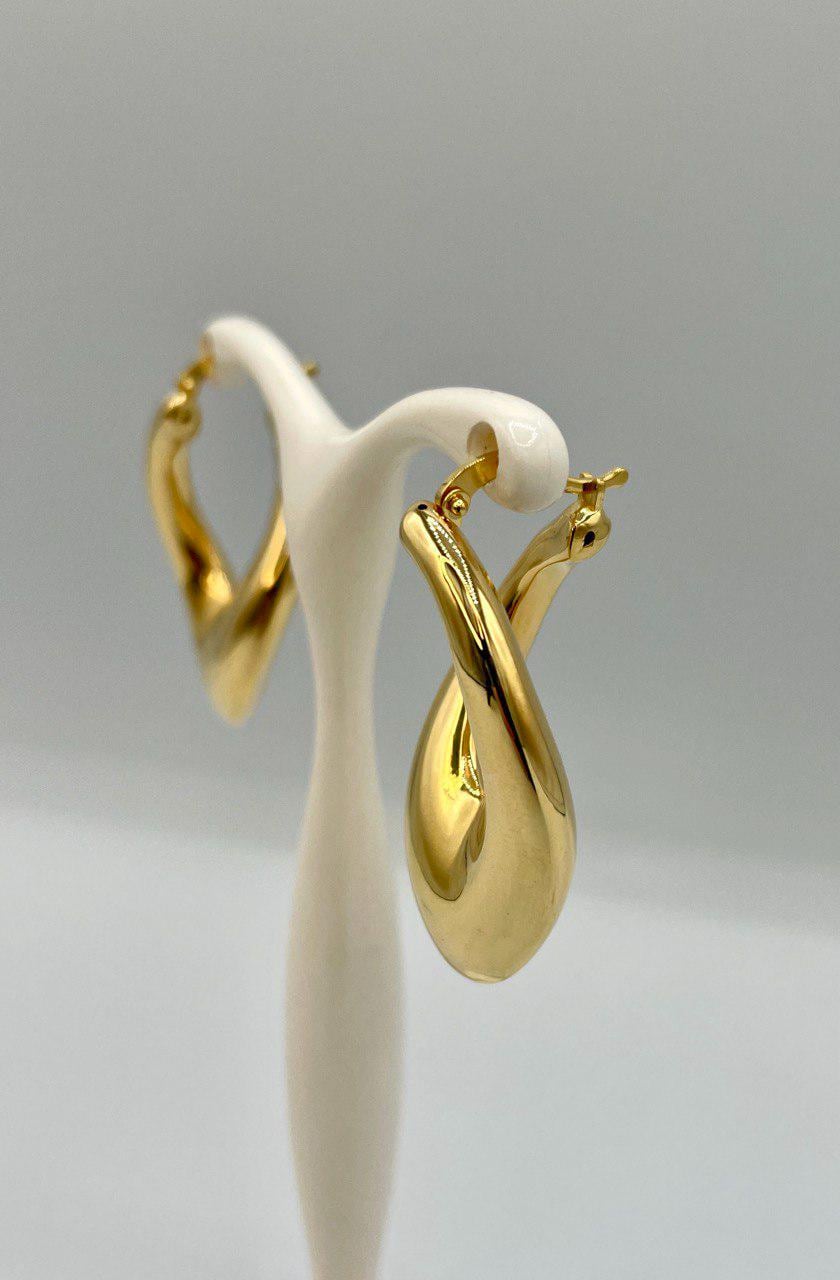 18K Gold Earrings Hoop Latch Back Earrings,37mm Lengths Hoop Earrings in 18K Yellow Gold For Men & Women, Birthday Gift, Gift For Him/Her!