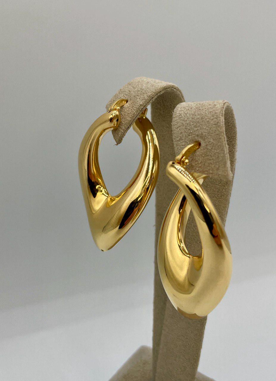 18K Gold Earrings Hoop Latch Back Earrings,37mm Lengths Hoop Earrings in 18K Yellow Gold For Men & Women, Birthday Gift, Gift For Him/Her!
