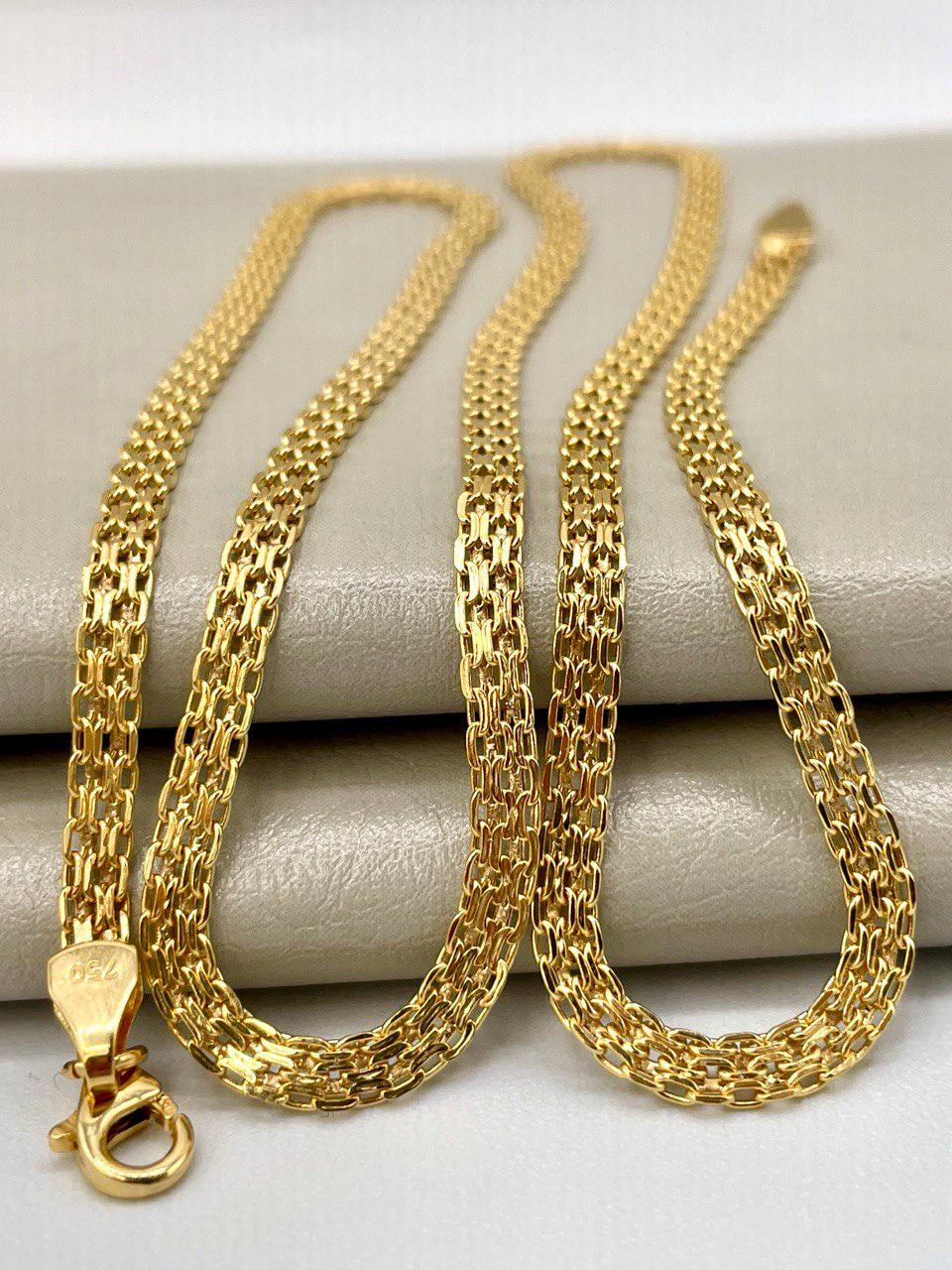 18k Gold Bismark Chain Necklace (3.2mm) Real 18K Gold Chain Necklace, Retro Bismarck Chain, Vintage Look Chain, Elegant Jewelry,Gift for Her