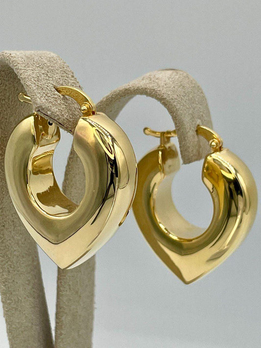 18K Gold Diamond Earrings Hoop, Latch Back Earrings,27mm Hoop Earrings in 18K Yellow Gold For Men & Women, Birthday Gift, Gift For Him/Her!