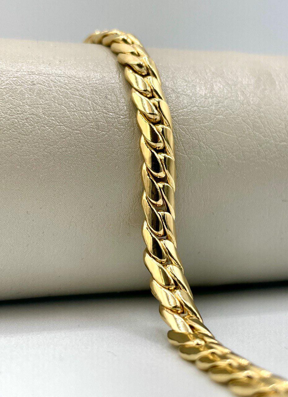 Solid 18K Gold Curb Chain, Cuban Miami Chain, Real Solid Gold,5.5mm Thick, Luxury Bracelet Gold,Gift For Her/Him