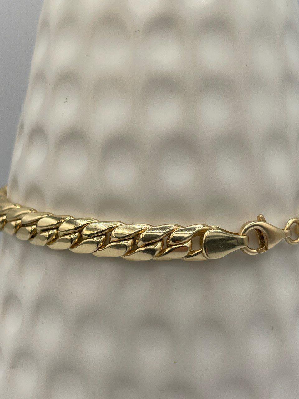 Solid 18K Gold Curb Chain, Cuban Miami Chain, Real Solid Gold,5.5mm Thick, Luxury Bracelet Gold,Gift For Her/Him