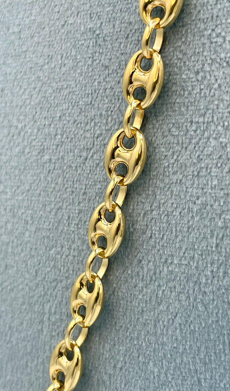 14K Real Solid Gold Anchor Chain Necklace, 14K Real Gold Anchor Chain,7mm_23.5" length, 14K Gold Link Chain for Men/Women, Gift for Him/Her!