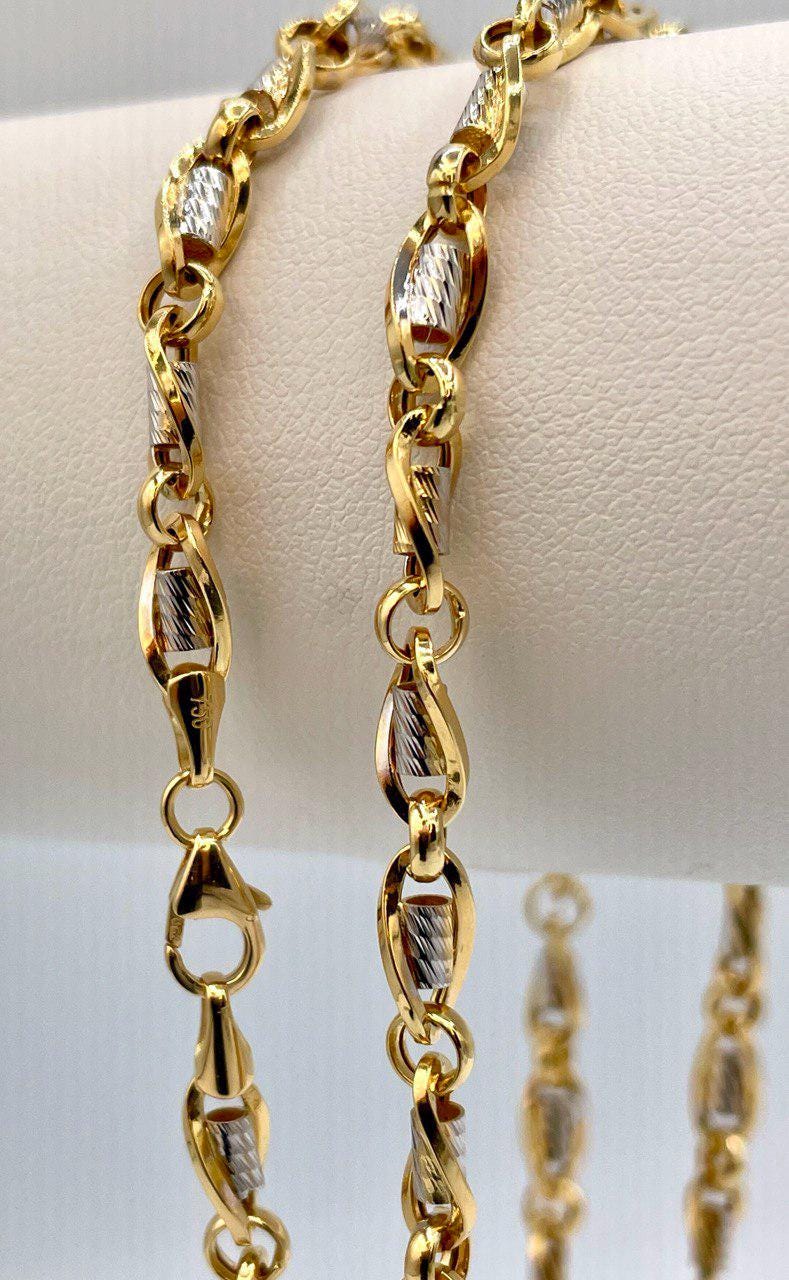 18K Solid Gold Cable Chain,4.5mm Thickness,Real Gold Chain Necklace,Diamond Cut, Yellow and White, Gift For Men/Women