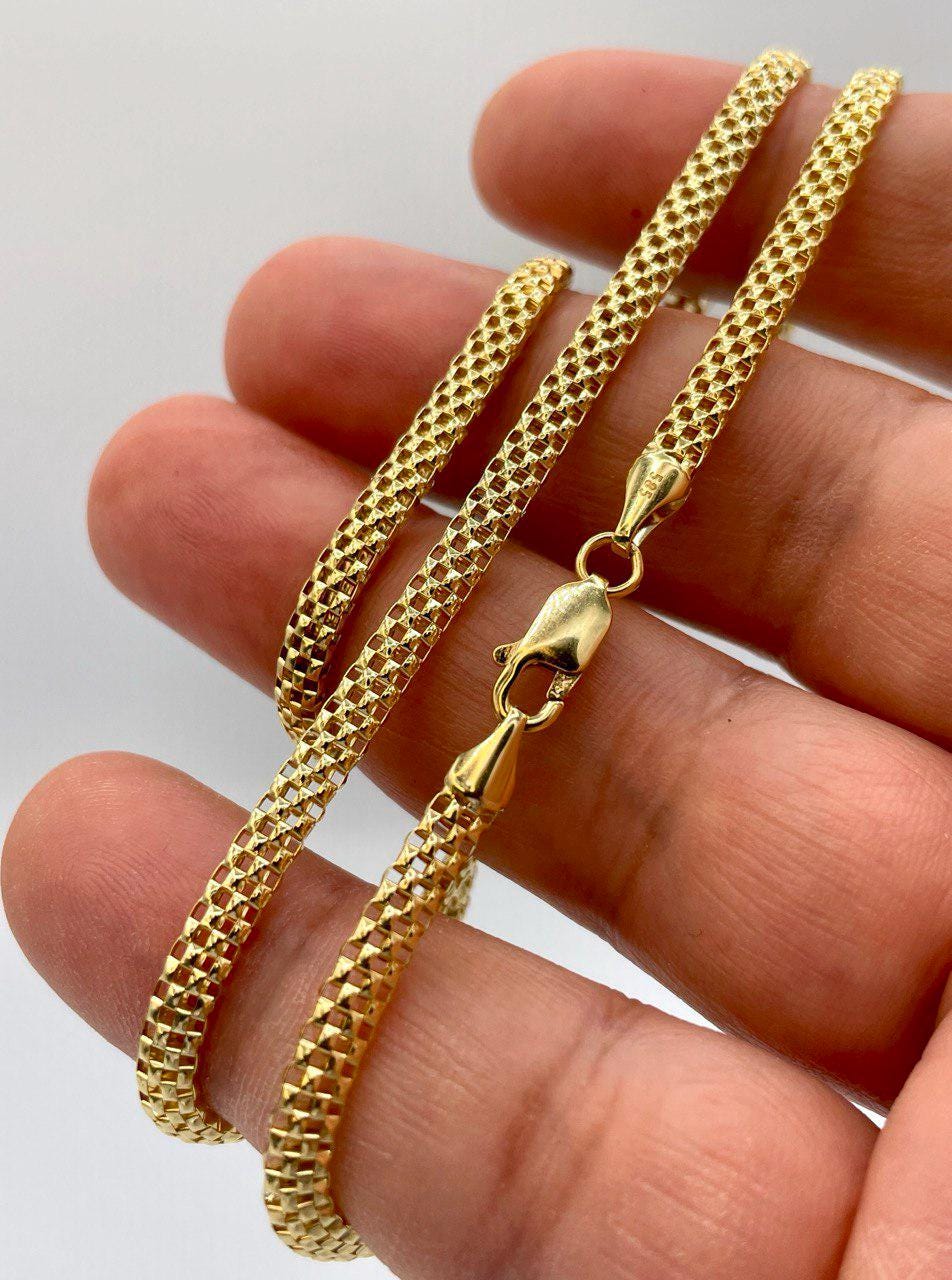14Karat Gold Snake Necklace Chain,Real 14Karat Gold,Yellow Gold(4mm)Thick,Birthday Gift, Gift For Men/Women,Anniversary Gift,Gift FOR Mom.