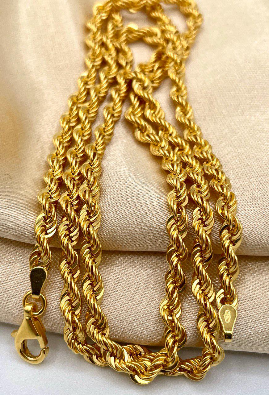 Solid Gold 18k Rope Chain, Chunky Gold Rope Chain,Real Gold Chain (4mm) Thickness, For Him/Her,Birthday Gift,Anniversary Gift.