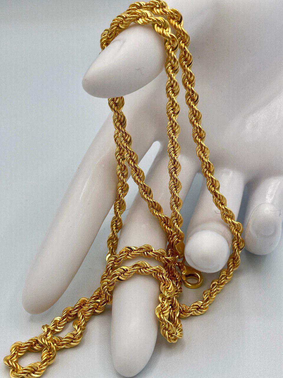 Solid Gold 18k Rope Chain, Chunky Gold Rope Chain,Real Gold Chain (4mm) Thickness, For Him/Her,Birthday Gift,Anniversary Gift.