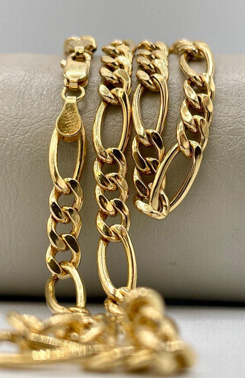 18K Figaro Chain Gold,Real Gold Necklace,5.5mm Thickness, Link Chain Necklace Gold,For Her/Him