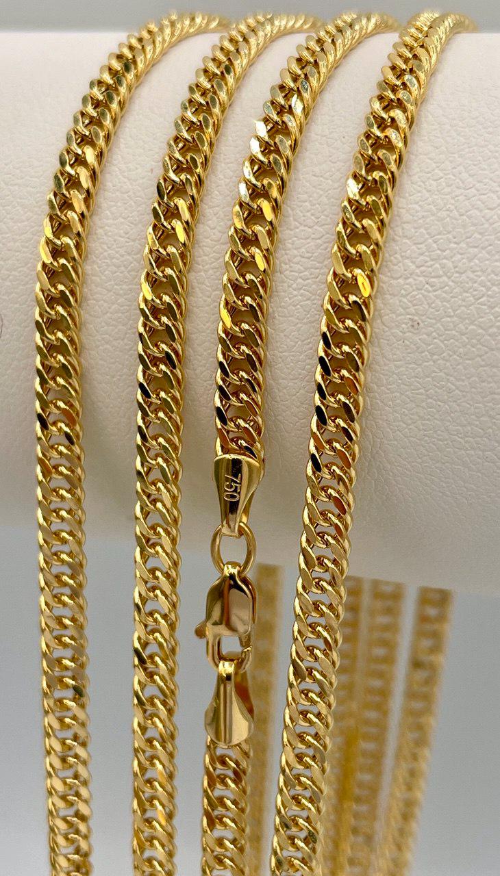 Solid Gold 18K Curb Necklace Chain,Real Gold Curb Necklace,3.5mm Thickness,Miami Cuban Link Chain,For Him/Her