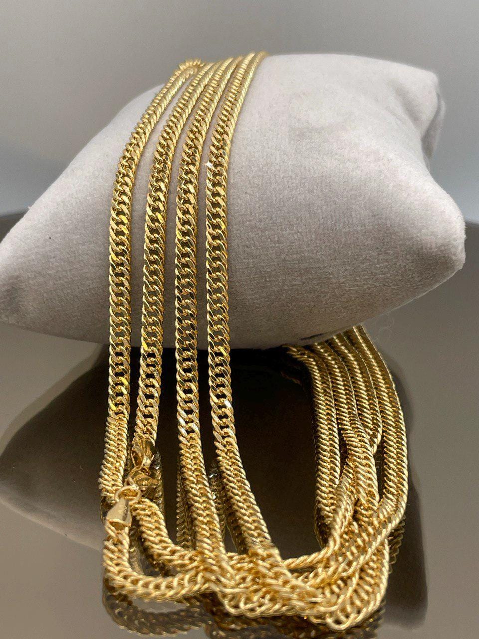Solid Gold 18K Curb Necklace Chain,Real Gold Curb Necklace,3.5mm Thickness,Miami Cuban Link Chain,For Him/Her