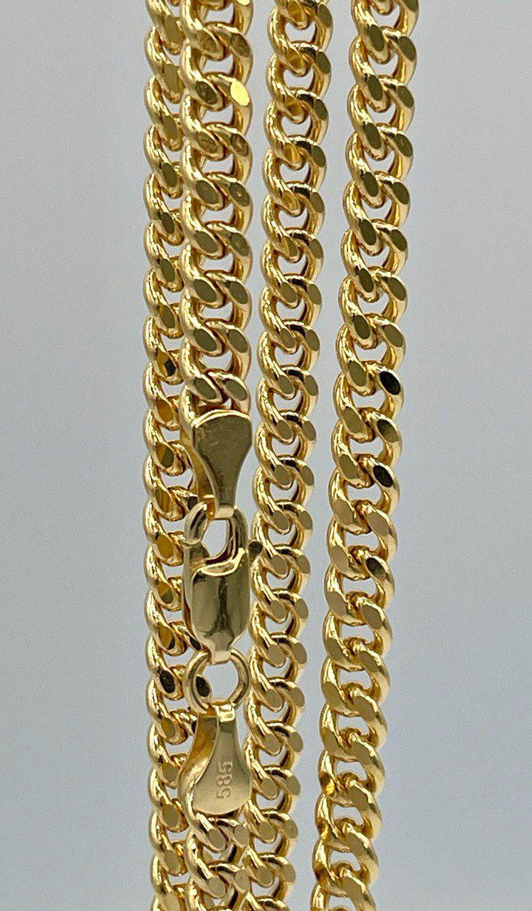 14K Solid Gold Curb Necklace,Real Solid Link Curb Gold,(4.5 mm)Width, Chunky Necklace Chain, Birthday Gift For Her/Him.