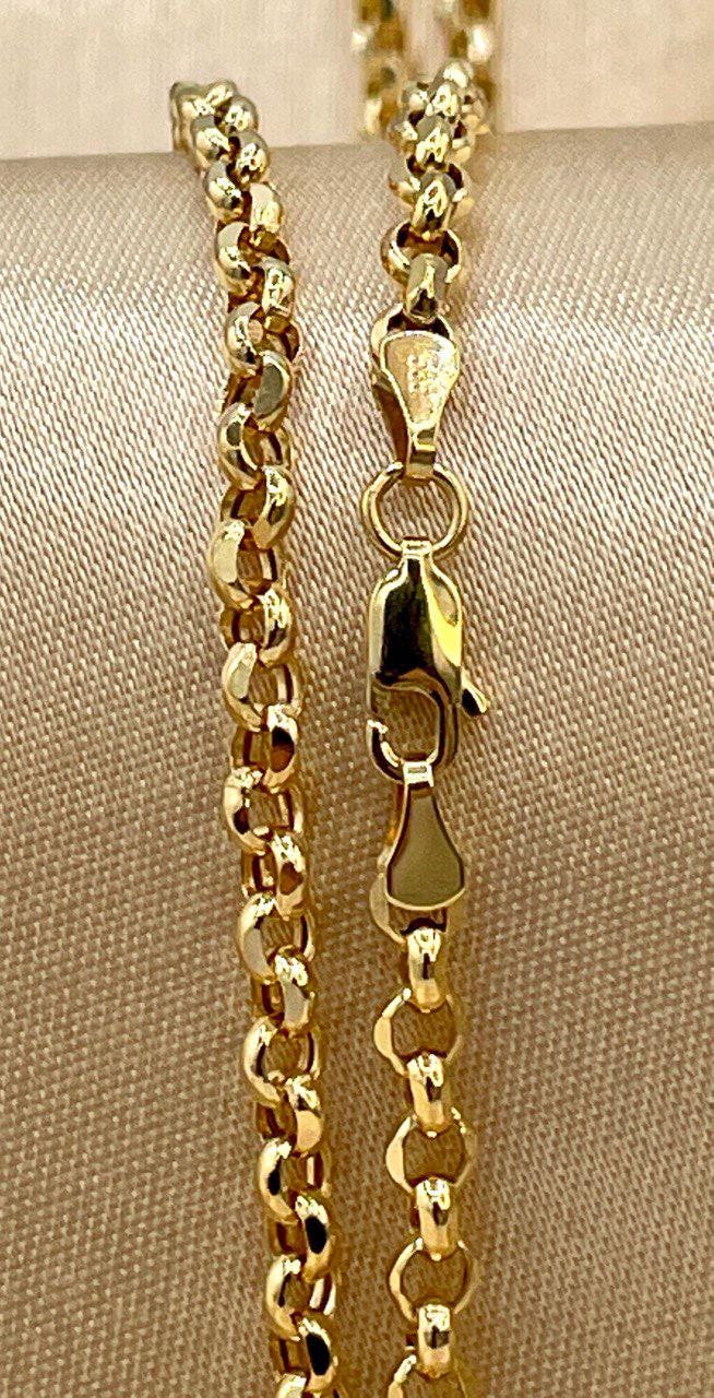 14K Solid Gold Rolo Necklace Chain, Real Gold Chain,(4mm) Thickness, Classic & Durable Design, Birthday Gift Her/Him!