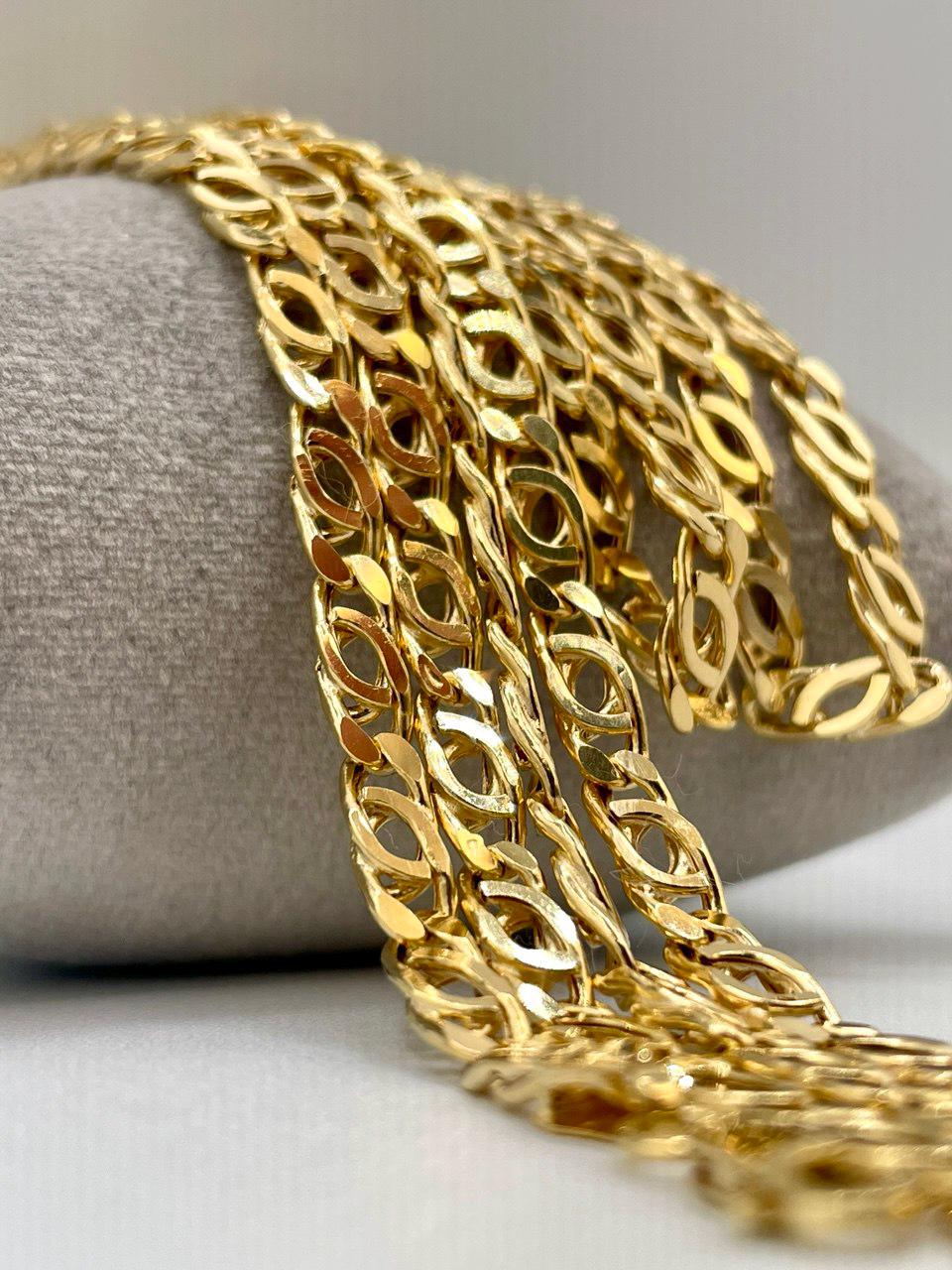 14K Solid Gold Tiger Eye Necklace,(4.1mm)Width,Real Gold Necklace,Solid Link Chain Necklace,