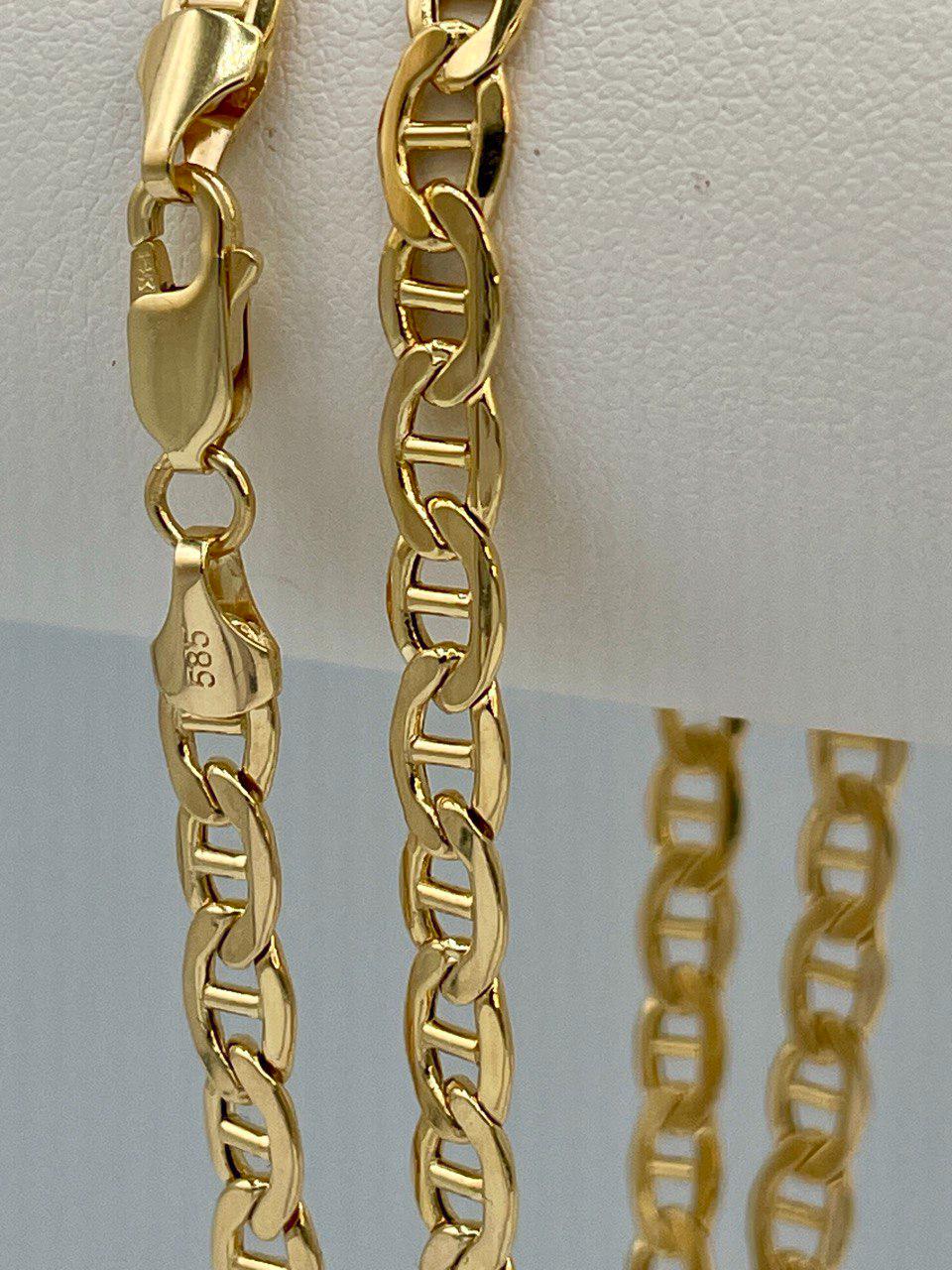 14K Solid Gold Necklace Chain, Anchor Necklace Chain Link,(5 mm)Width, Birthday Gift Her/Him