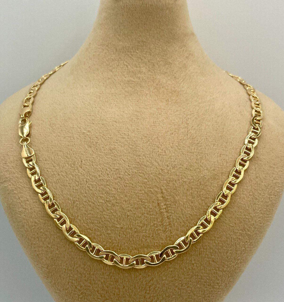 14K Solid Gold Necklace Chain, Anchor Necklace Chain Link,(5 mm)Width, Birthday Gift Her/Him