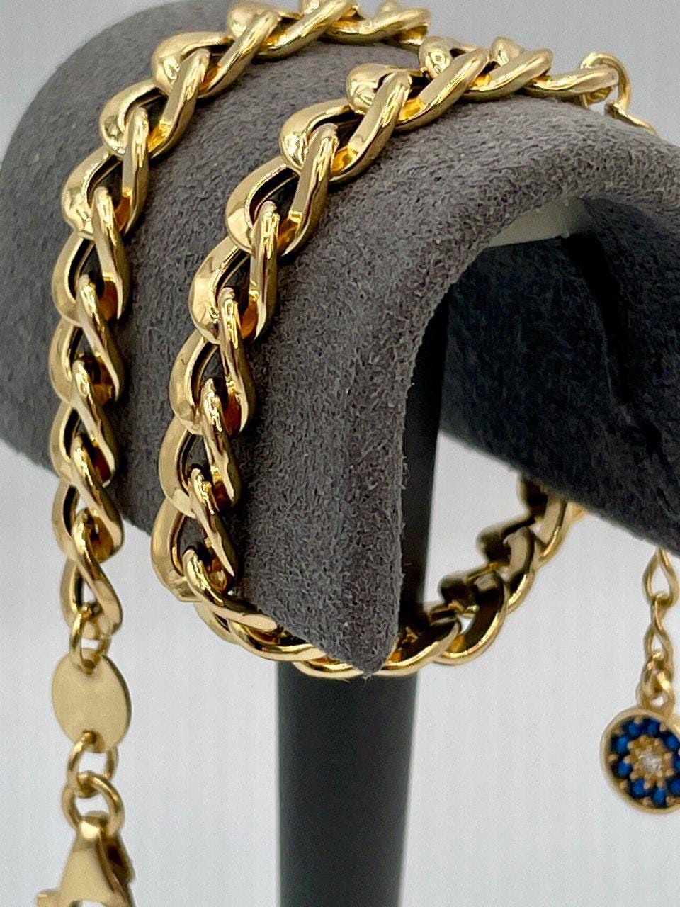 18K GOLD CURB BRACELET, Real Gold (5.5mm) 7"_7.5"_8"_8.5"Christmas Gift, Birthday Gift, For Him , For Her, Anniversary Gift.