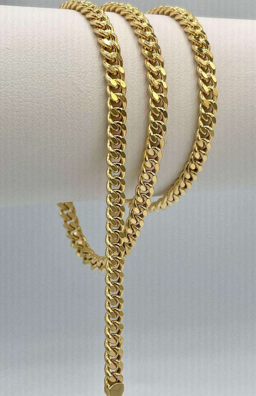 14K Solid Gold Curb Necklace,Real Solid Link Curb Gold,(4.5 mm)Width, Chunky Necklace Chain, Birthday Gift For Her/Him.