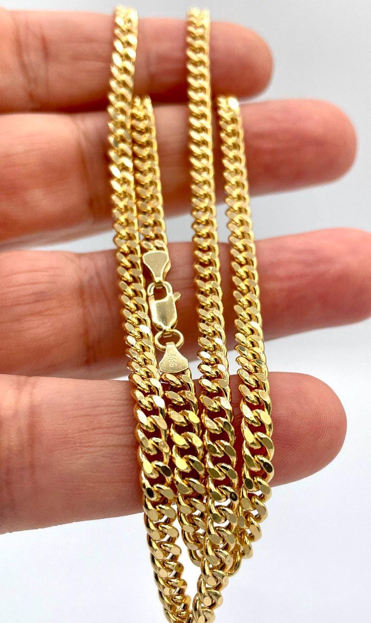14K Solid Gold Curb Necklace,Real Solid Link Curb Gold,(4.5 mm)Width, Chunky Necklace Chain, Birthday Gift For Her/Him.