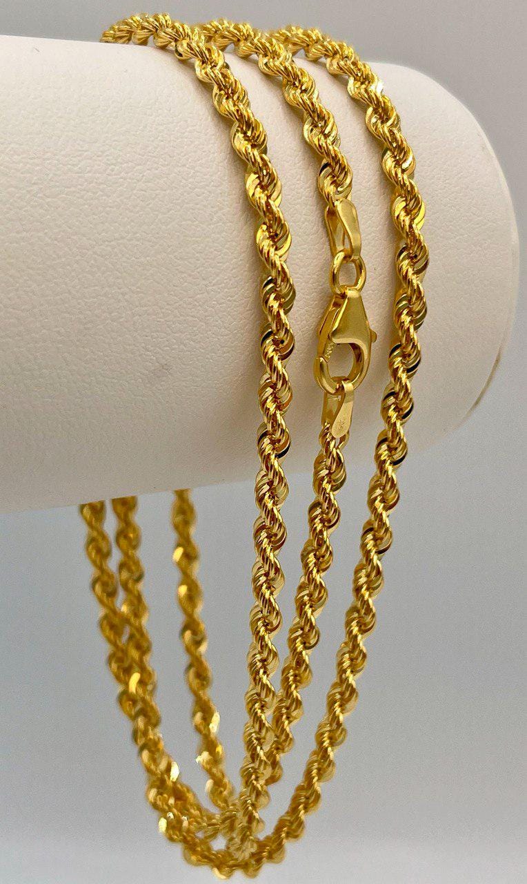 14K Solid Gold Rope Chain Necklace,(3mm) Thickness,Real Gold Rope Chain, Birthday Gift For Her/Him, Mothers Day Gift!