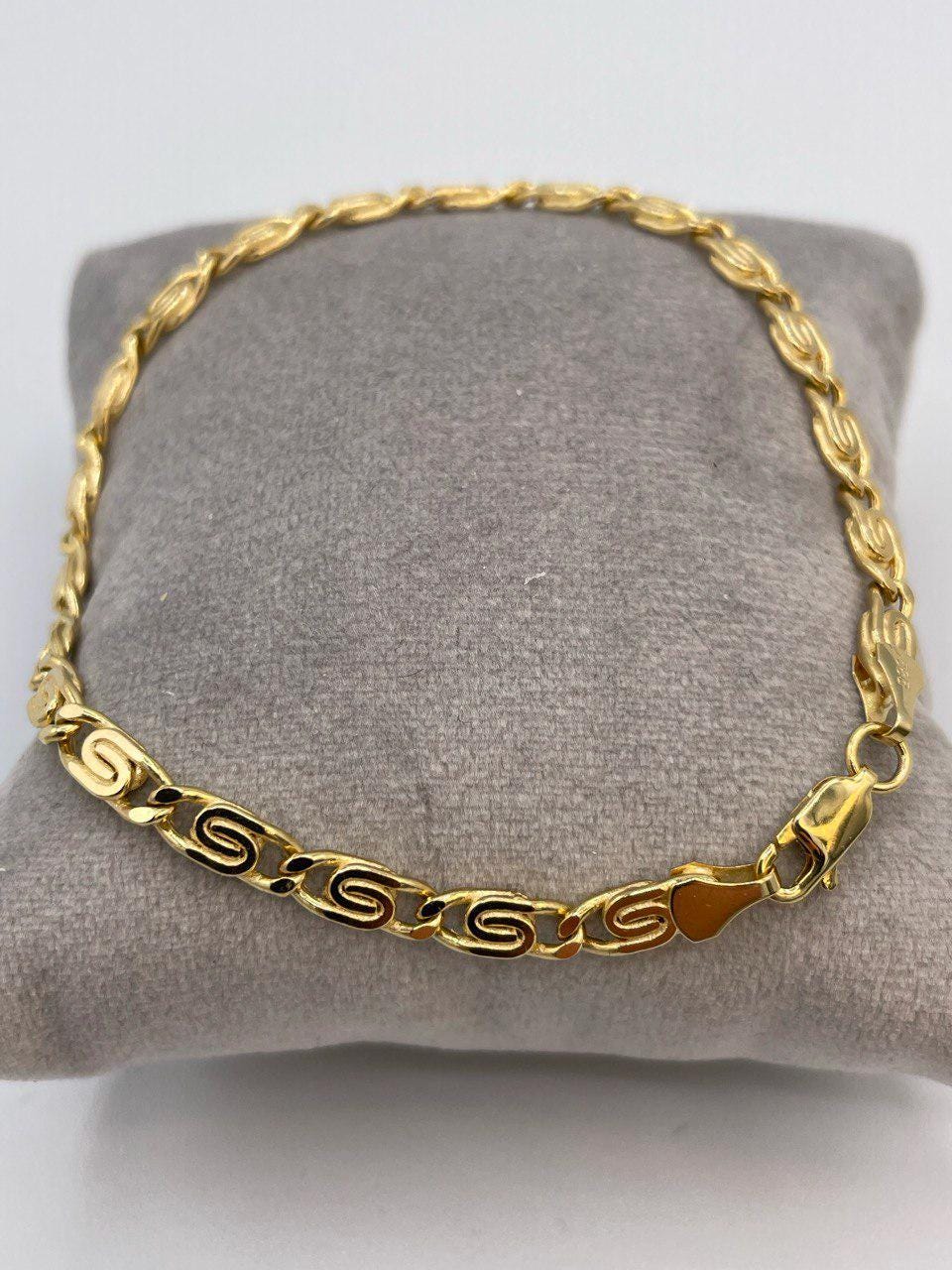 14K Solid Link Chain Gold ,Snail Chain With Spiral Links,Real Solid Link Gold Bracelet,Yellow Gold Chain,4mm Thickness , Gift,For Her/Him!