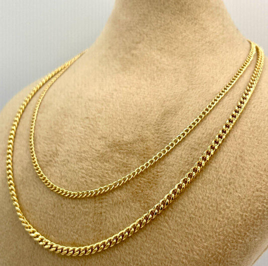 14K Gold Curb Chain Necklace,(2mm&2.5mm Width),Real Gold Necklace Chain, Gift For Her/Him!