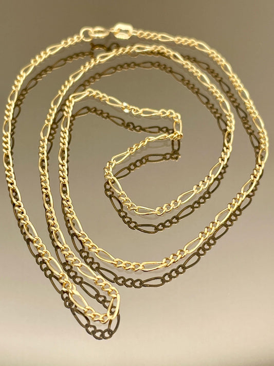 18K GOLD FIGARO NECKLACE (1.6mm),Real Gold,Figaro Chain Necklace,Birthday Gift,For Her,For Him,Christmas Gift,Anniversary Gift,gift for dad.