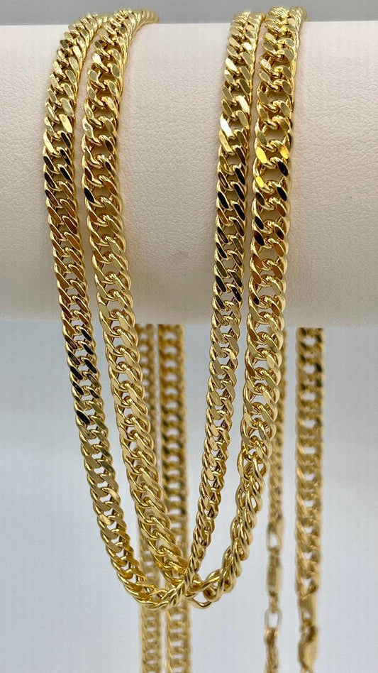 14K Gold Curb Chain Necklace,Solid Gold,Real Gold ,Miami Cuban Necklace,(4mm& 5mm Width),Gift For Her/Him!