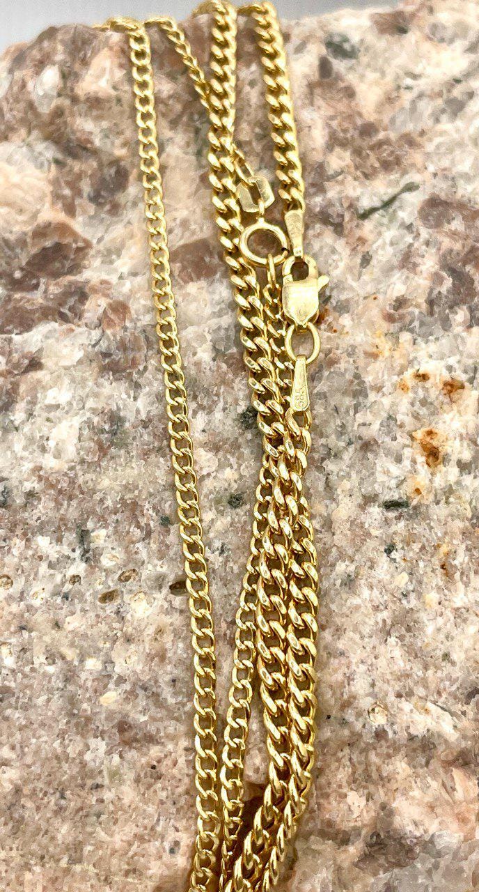 14K Gold Curb Chain Necklace,(2mm&2.5mm Width),Real Gold Necklace Chain, Gift For Her/Him!