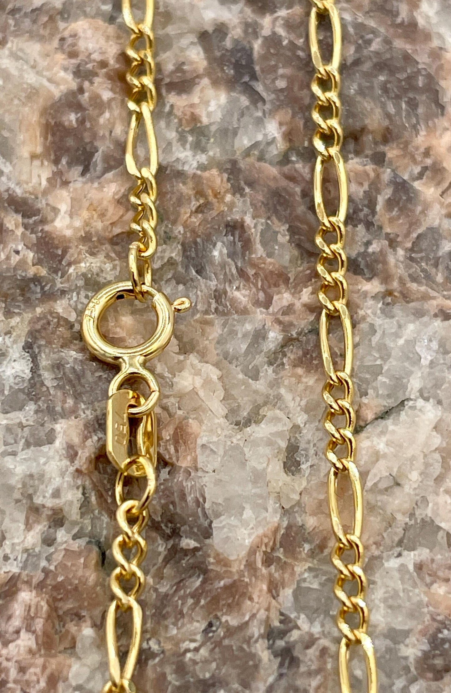 18K GOLD FIGARO NECKLACE (1.6mm),Real Gold,Figaro Chain Necklace,Birthday Gift,For Her,For Him,Christmas Gift,Anniversary Gift,gift for dad.