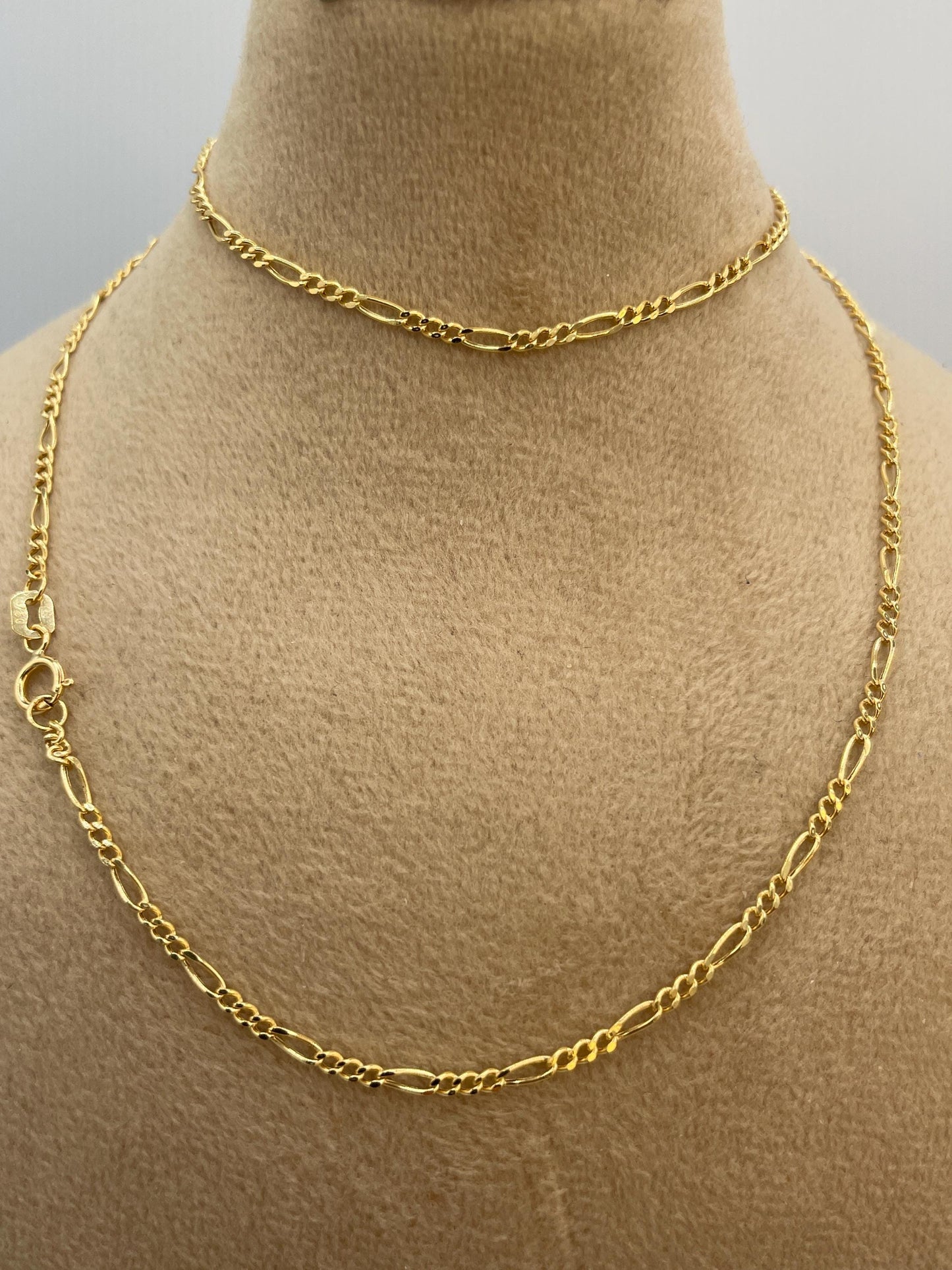 18K GOLD FIGARO NECKLACE (1.6mm),Real Gold,Figaro Chain Necklace,Birthday Gift,For Her,For Him,Christmas Gift,Anniversary Gift,gift for dad.