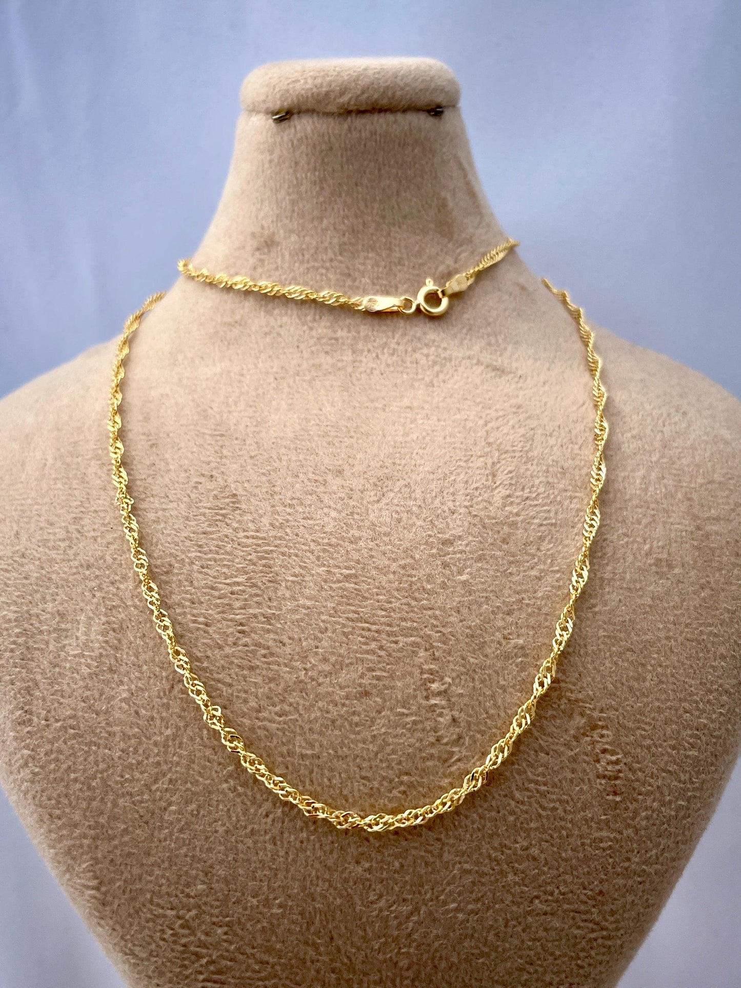 18K GOLD SINGAPORE(2mm) NECKLACE Chain,Real Gold,Birthday Gift,For Her,For Him,Anniversary Gift,Valentine Gift,Christmas Gift,Gift For Dad.