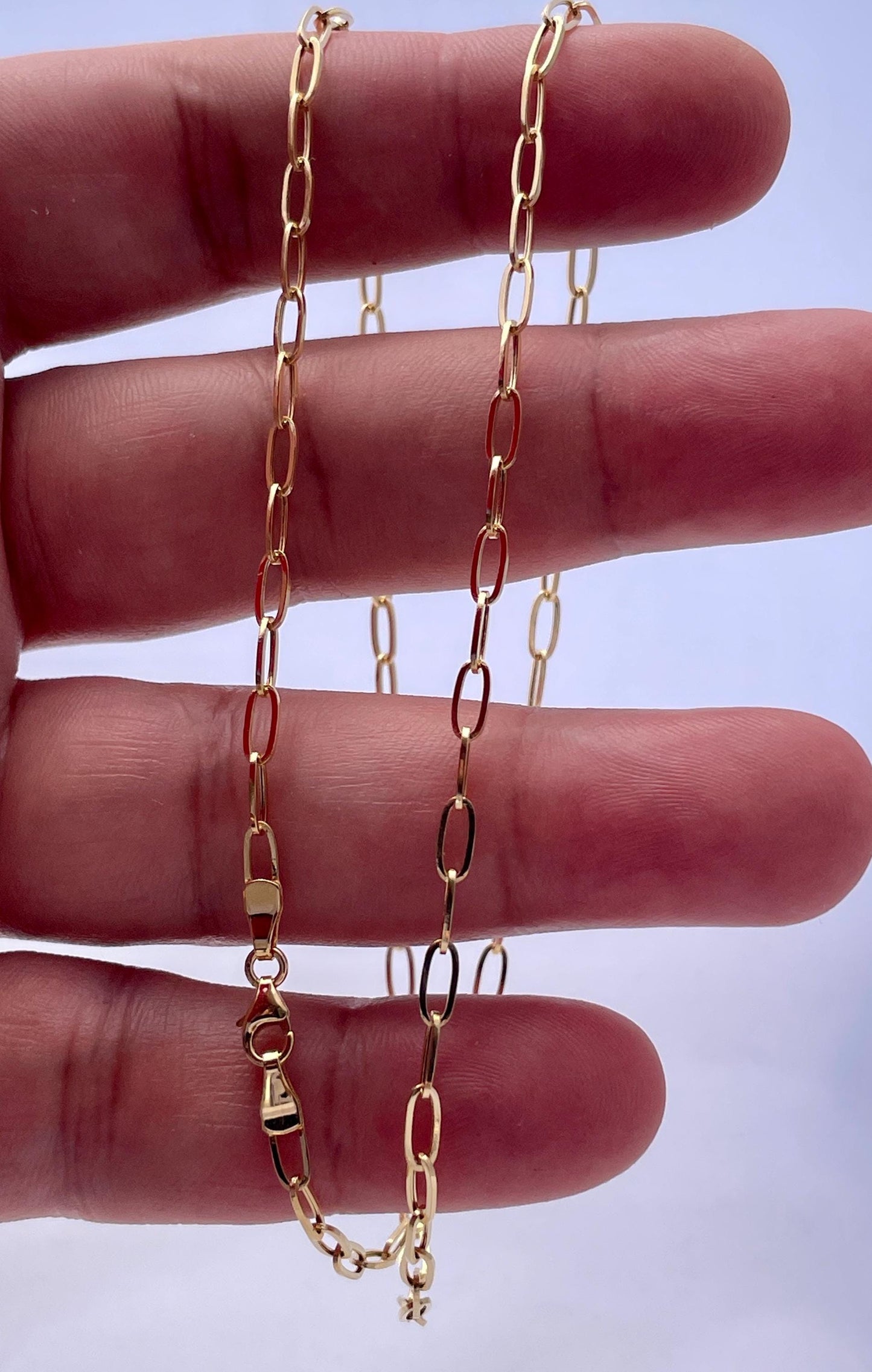 18Karat Gold Paperclip Necklace Chain,Real Solid Gold(2.7mm)Thick,Gift For Mom,Birthday Gift,Anniversary Gift,Partner Gift for Men/Women.
