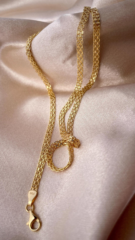 18k Gold Bismark Chain Necklace (3.2mm) Real 18K Gold Chain Necklace, Retro Bismarck Chain, Vintage Look Chain, Elegant Jewelry,Gift for Her