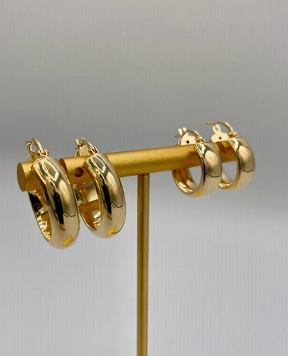 18K Real Gold Thick Hoop Earrings, Chunky Hoops, Polished Chunky Gold Hoop Earrings, Hoops for Women,18K Gold Hoop Earrings Gift for Her.
