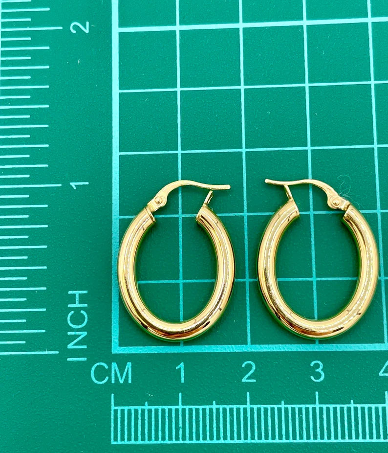18K Gold Hoop Earrings,Real Gold, Latch back Closer,. A Must-Have Style! ClasAsic Staple! A Perfect Gift For Every Ceremony!