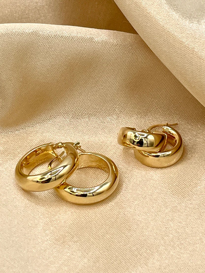 18K Real Gold Thick Hoop Earrings, Chunky Hoops, Polished Chunky Gold Hoop Earrings, Hoops for Women,18K Gold Hoop Earrings Gift for Her.