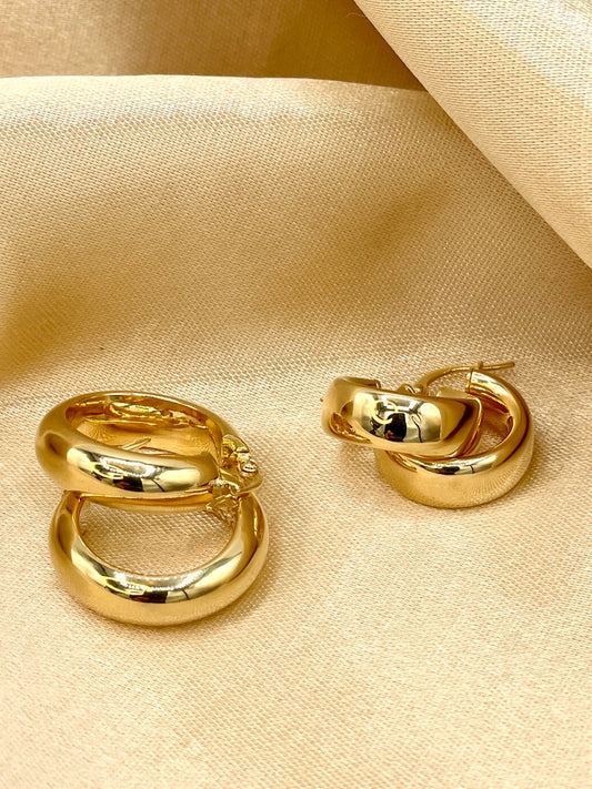 18K Real Gold Thick Hoop Earrings, Chunky Hoops, Polished Chunky Gold Hoop Earrings, Hoops for Women,18K Gold Hoop Earrings Gift for Her.